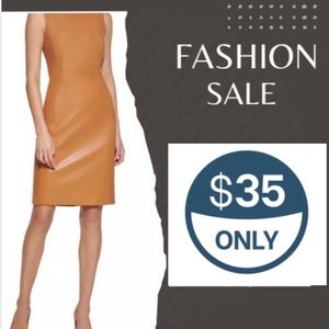 Calvin klein Faux-Leather Sheath Dress !